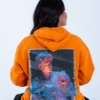 Felpa con cappuccio streetwear oversize in cotone con immagine del David di Michelangelo