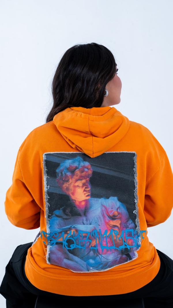 Felpa con cappuccio streetwear oversize in cotone con immagine del David di Michelangelo