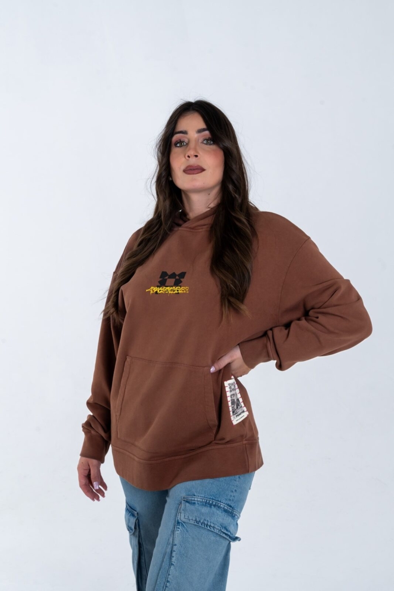 Felpa con cappuccio streetwear oversize in cotone con grafica del Duomo di Firenze con coordinate geografiche