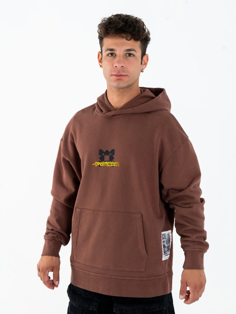 Felpa con cappuccio streetwear oversize in cotone con grafica del Duomo di Firenze con coordinate geografiche