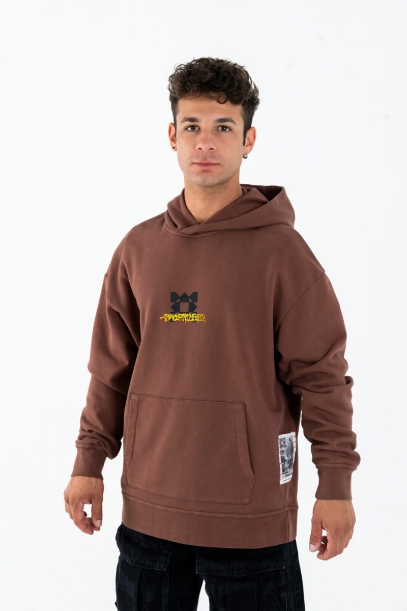 Felpa con cappuccio streetwear oversize in cotone con grafica del Duomo di Firenze con coordinate geografiche