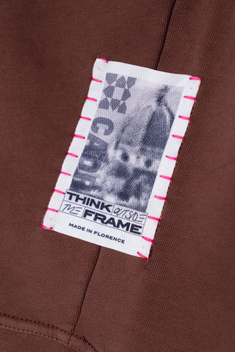 Felpa con cappuccio streetwear oversize in cotone con grafica del Duomo di Firenze con coordinate geografiche