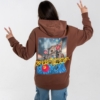 Felpa con cappuccio streetwear oversize in cotone con grafica del Duomo di Firenze con coordinate geografiche