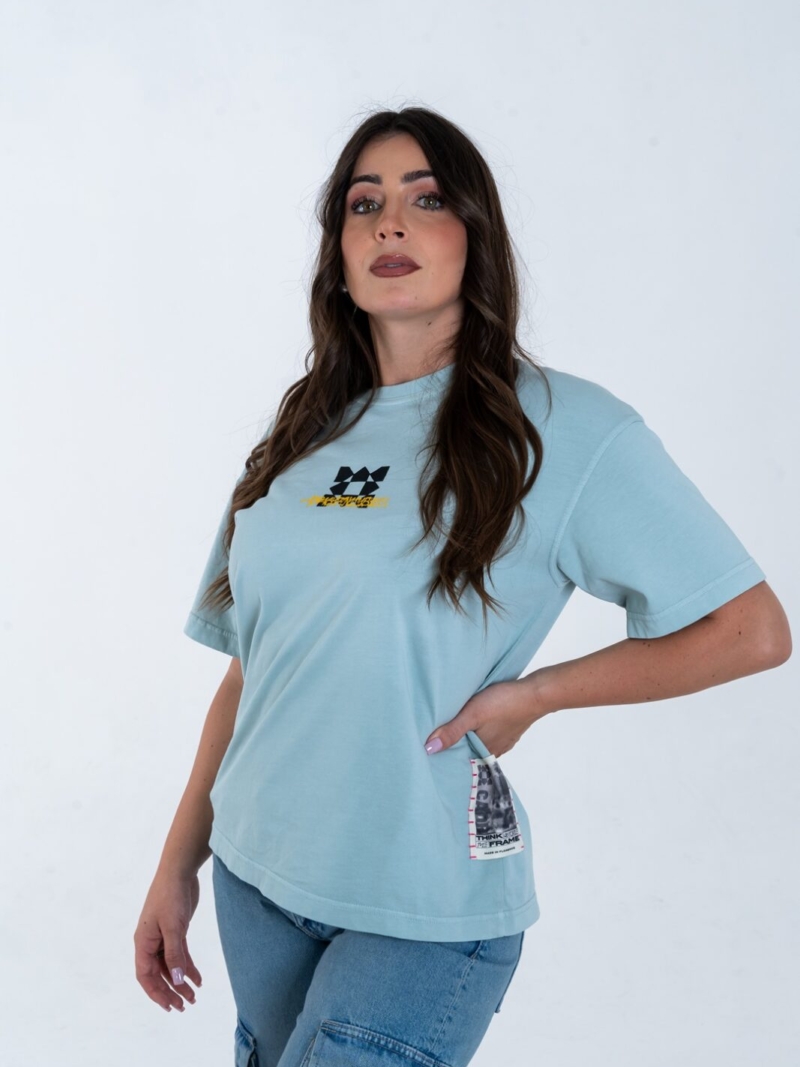 Tshirt streetwear oversize in cotone con grafica del Duomo di Firenze con coordinate geografiche