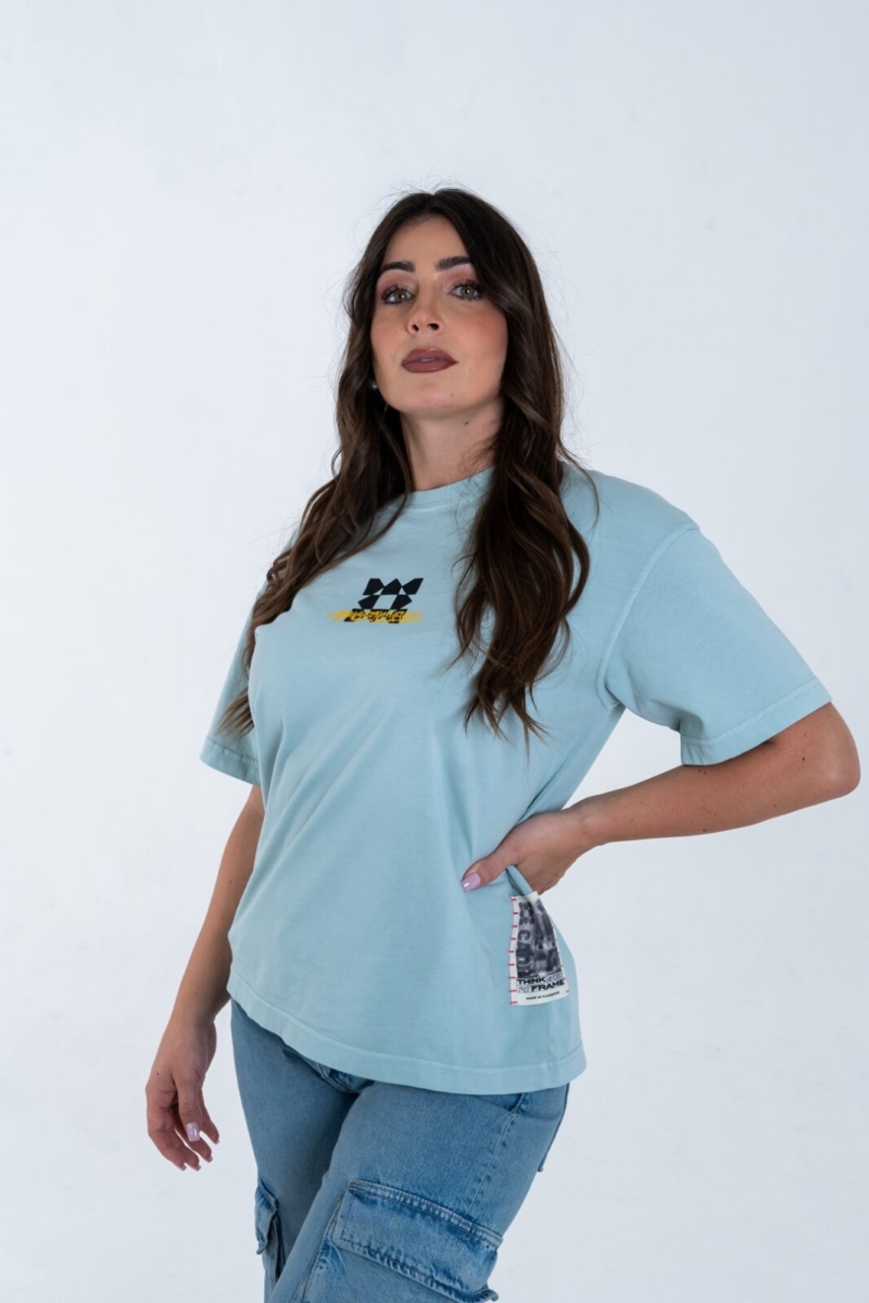 Tshirt streetwear oversize in cotone con grafica del Duomo di Firenze con coordinate geografiche