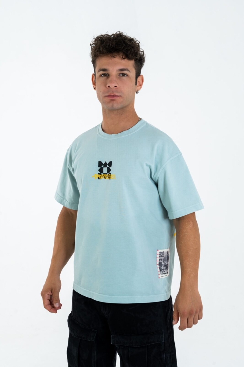 Tshirt streetwear oversize in cotone con grafica del Duomo di Firenze con coordinate geografiche