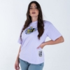 T-shirt streetwear fiori oversize in cotone lavanda con grafica floreale