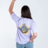 T-shirt streetwear fiori oversize in cotone lavanda con grafica floreale