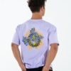 T-shirt streetwear fiori oversize in cotone lavanda con grafica floreale
